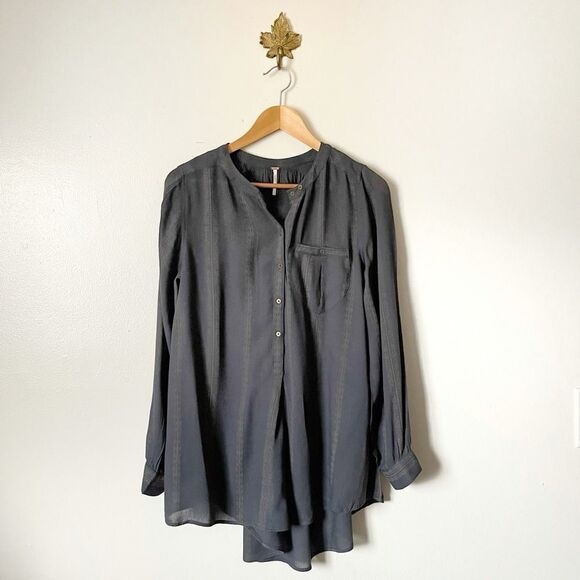 Free People Shibori Magic Pullover tunic Top Gray Small preowned - Picture 1 of 10